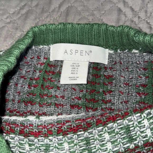 ASPEN MEN’S GREEN CHRISTMAS REINDEER KNIT COTTON SWEATER - Picture 3 of 4
